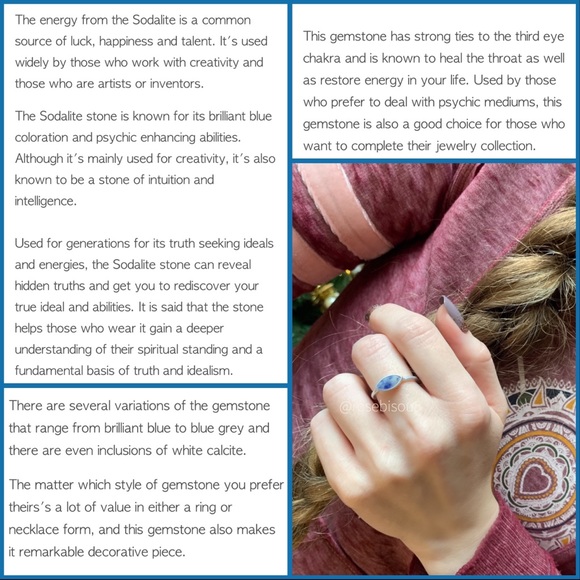 🌙🆕Genuine Sodalite + Silver Boho Ring - Picture 4 of 6